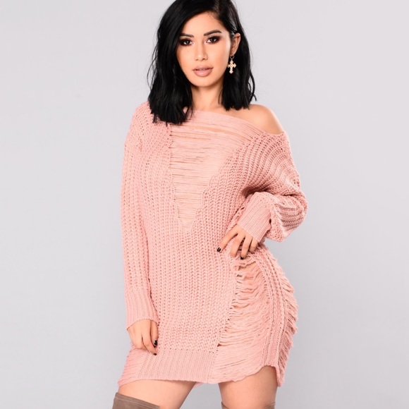 Fashion Nova Sweaters - Loosen Up Distressed Sweater - Dusty Pink